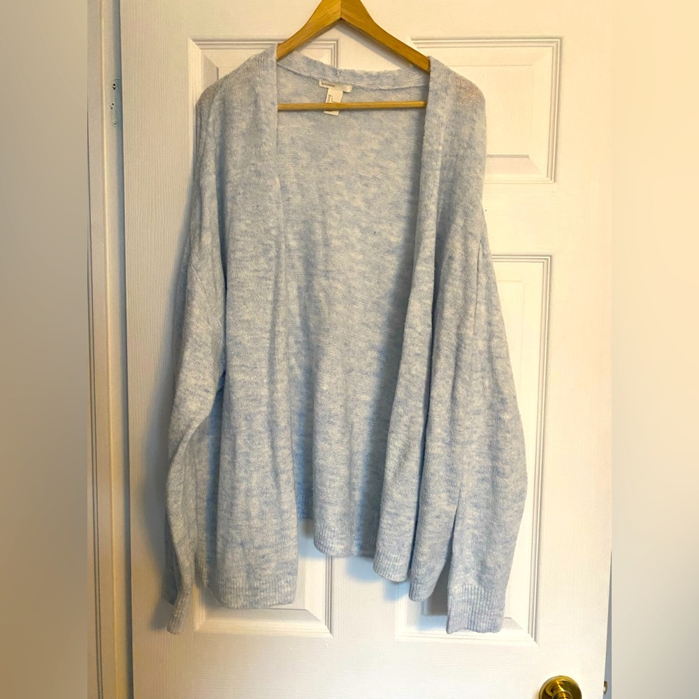 H&M basic open front oversize blue cardigan